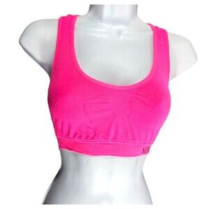 XOXO Sports Bra Women's Size M Band Size 20 Crossback Neon Pink Solid Logo